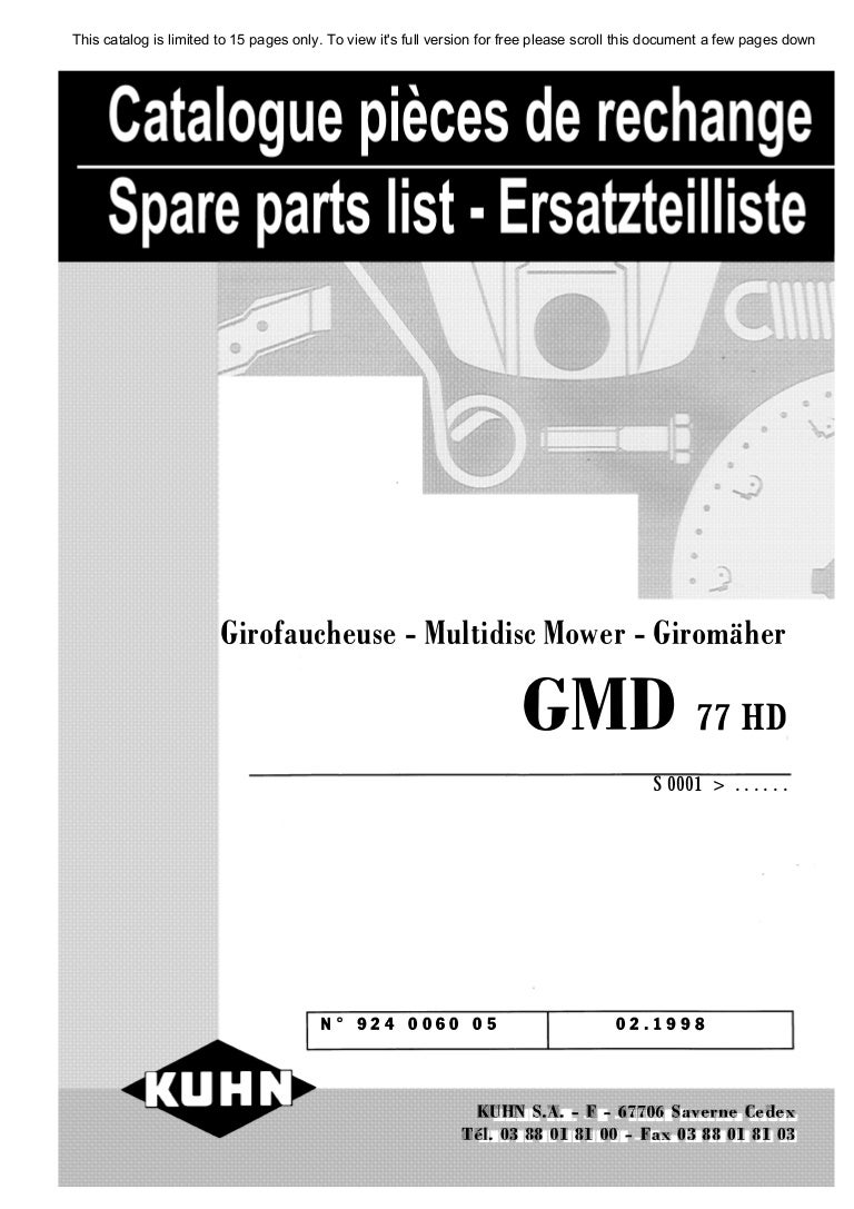 kuhn gmd 77 hd select multidisc mower cut rh slideshare net Kuhn Hay Tedders Parts Kuhn Parts Online